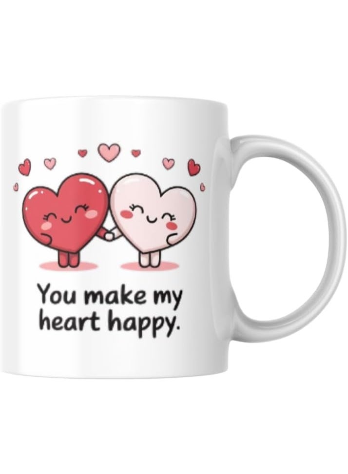 Valentine Printed Ceramic Mug, Romantic Coffee Cup with Elegant Design, Perfect Gift for Couples, Suitable for Daily Use at Home and Office